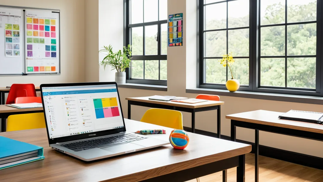 Jeune en classe utilisant un ordinateur